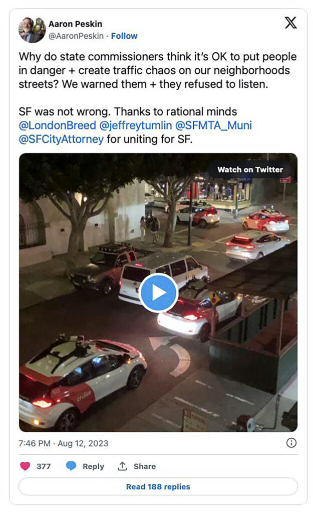 Självkörande bilar skapar kaos i San Francisco