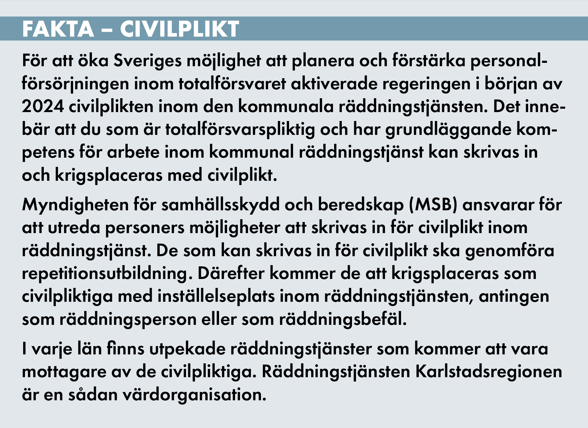 RUHB räddningstjänst under höjd beredskap, civilplikt
