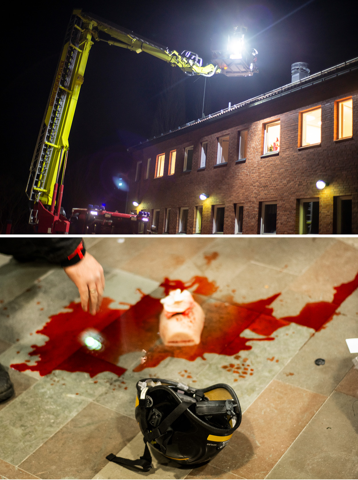 PDV övning. Avsökning av lokan med höjdfordon